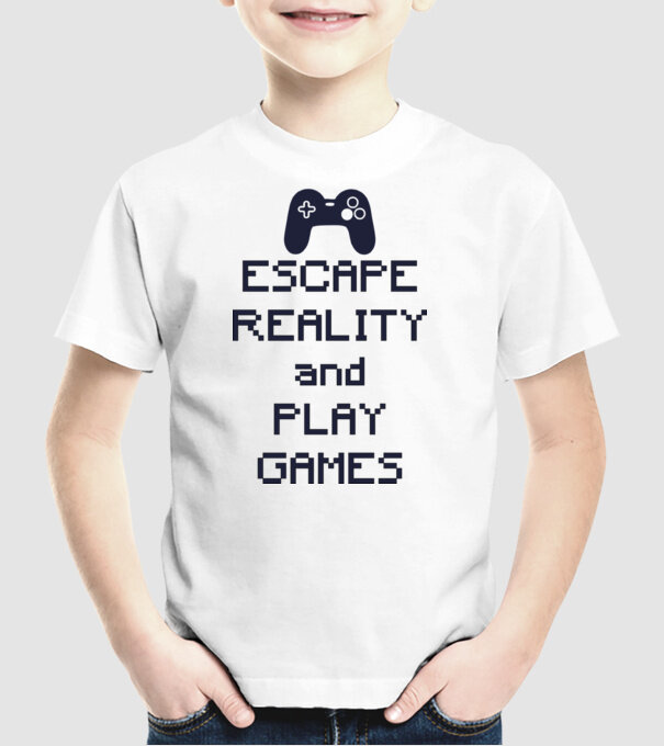 Escape reality model alb pe tricou