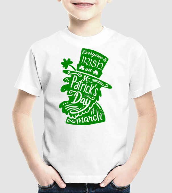Everyone is irish leprechaun model alb pe tricou