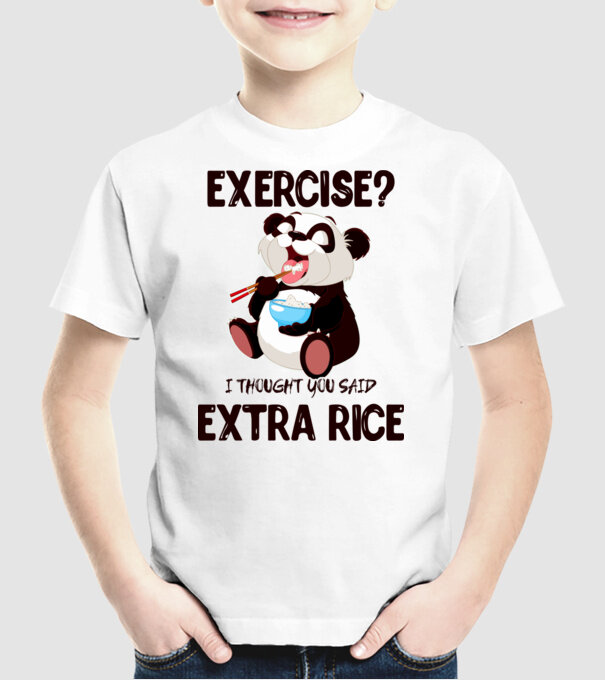 Exercise panda model alb pe tricou