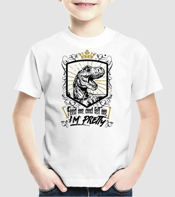 'Feed me and tell me i''m pretty' model alb pe tricou