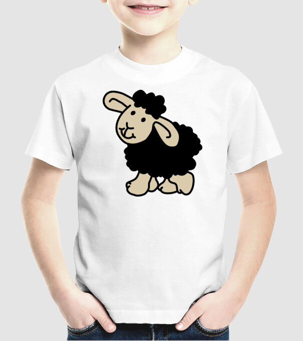 Oaie neagră model alb pe tricou
