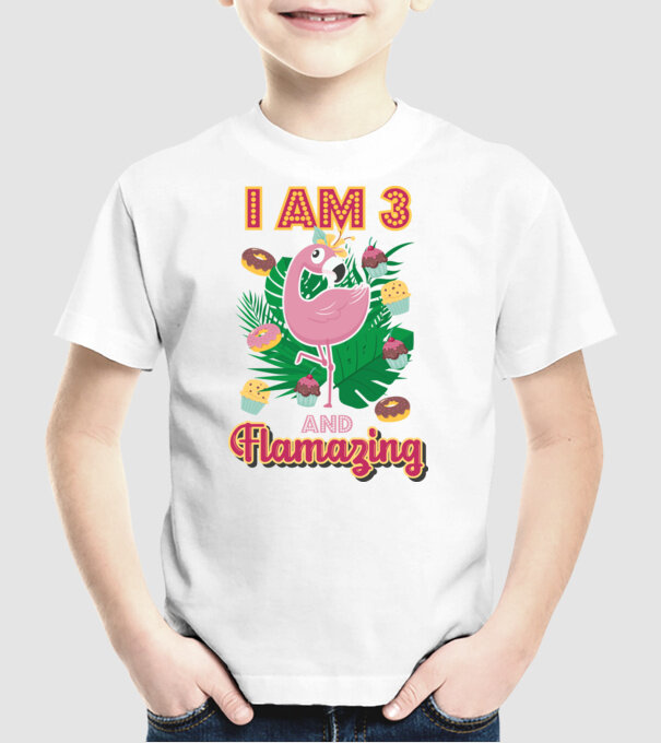 FLAMAZING Birthday 3 Years old model alb pe tricou