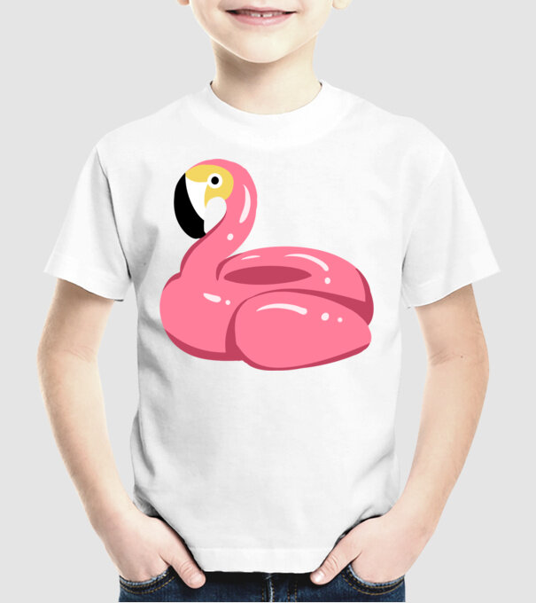 Flamingo colac de înot model alb pe tricou
