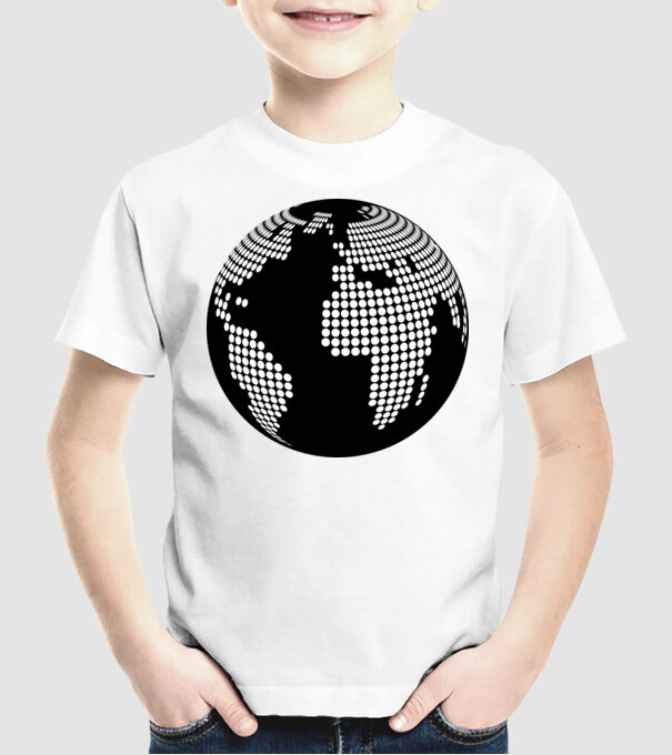 Glob pământesc model alb pe tricou