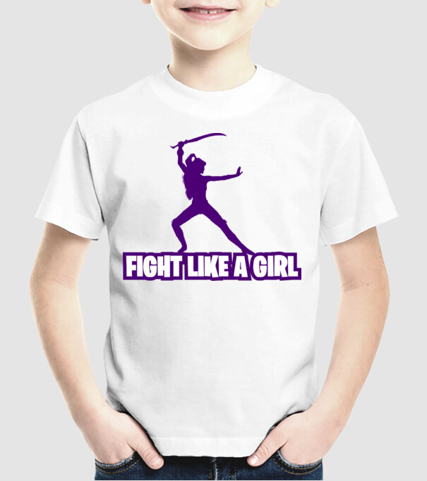 Fată Fortnite model alb pe tricou