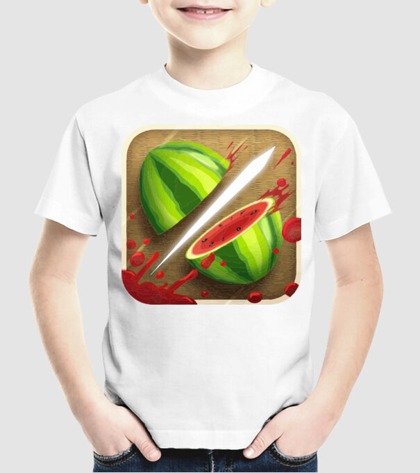 Fruit Ninja Icon model alb pe tricou