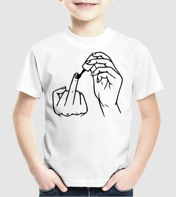 Nail polish Fuck U model alb pe tricou