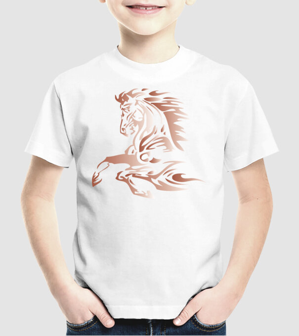 cal alergând model alb pe tricou