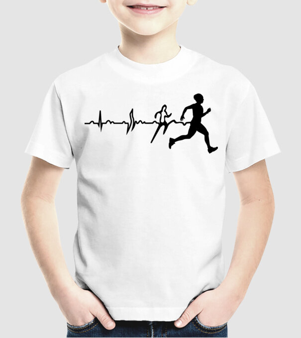 bărbat alergător ecg model alb pe tricou