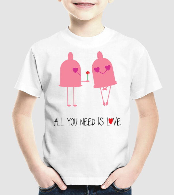All you need is love model alb pe tricou