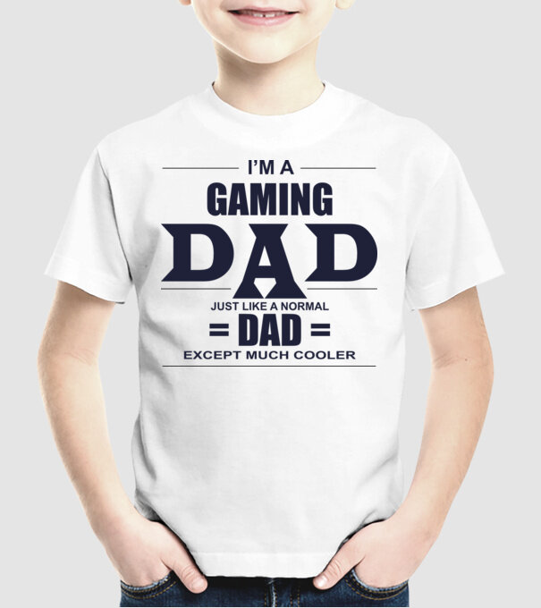 Gaming dad model alb pe tricou