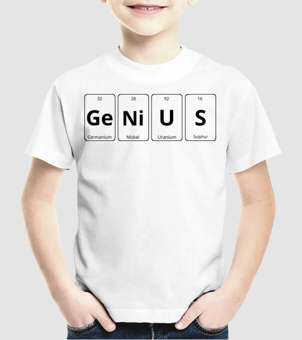 Genius periodic model alb pe tricou