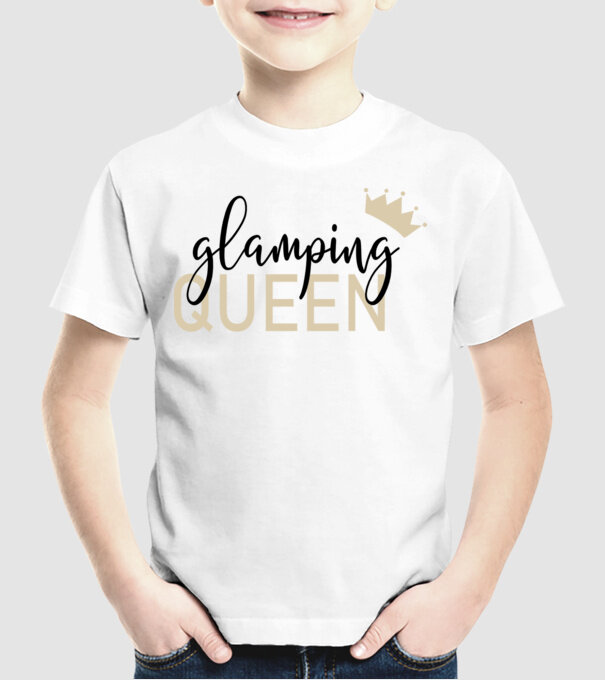 Glamping queen model alb pe tricou