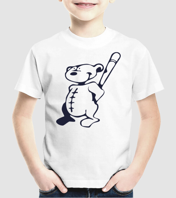 Ursuleț agresiv model alb pe tricou