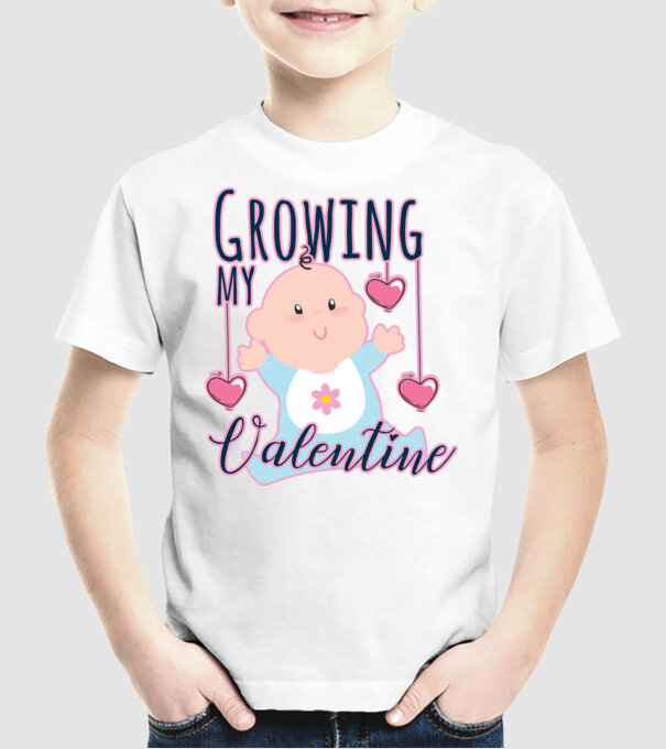 Growing my Valentine model alb pe tricou