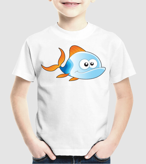 Fish model alb pe tricou
