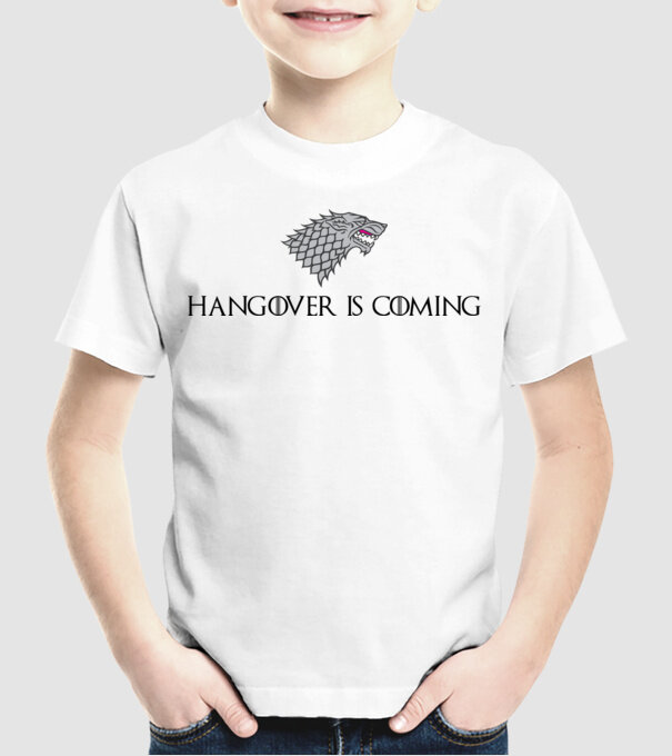 Hangover is coming model alb pe tricou