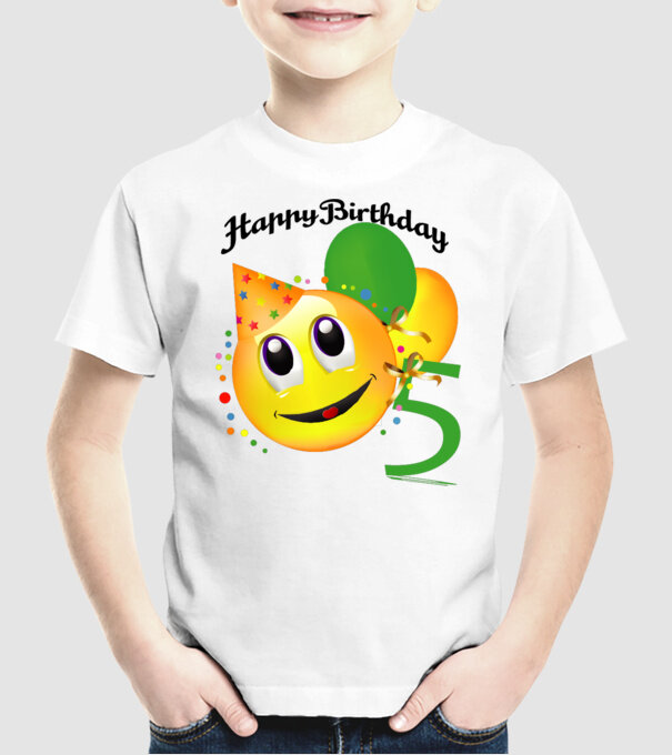 happy birthday 5th model alb pe tricou