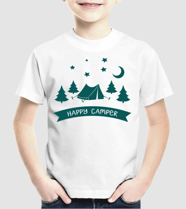 Happy camper tent model alb pe tricou