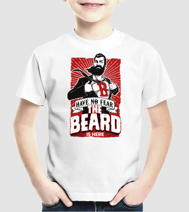 Have no fear the beard is here model alb pe tricou