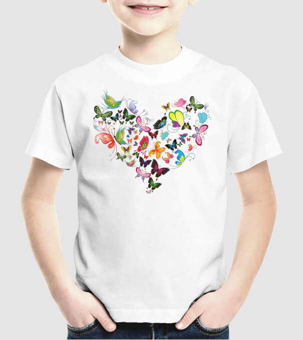 Butterfly Heart model alb pe tricou