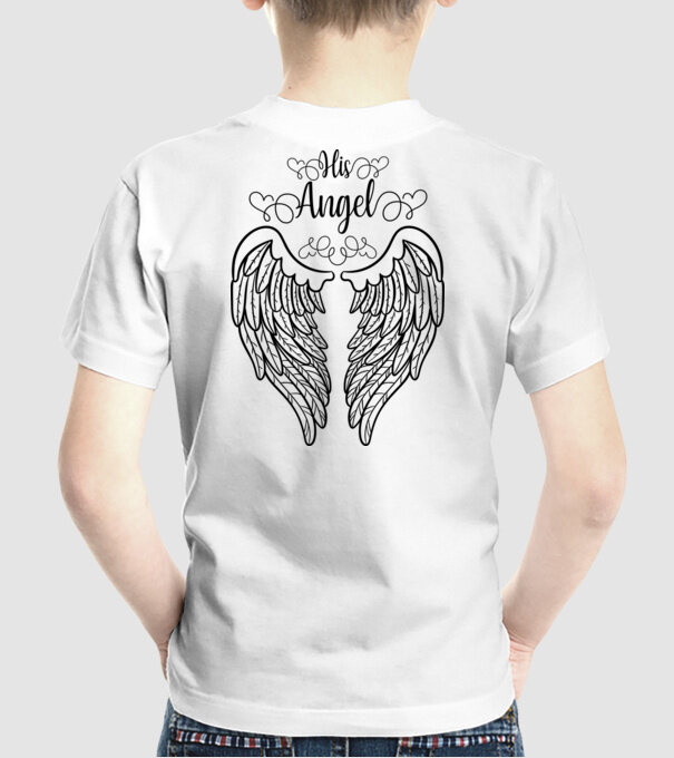 His Angel model alb pe tricou