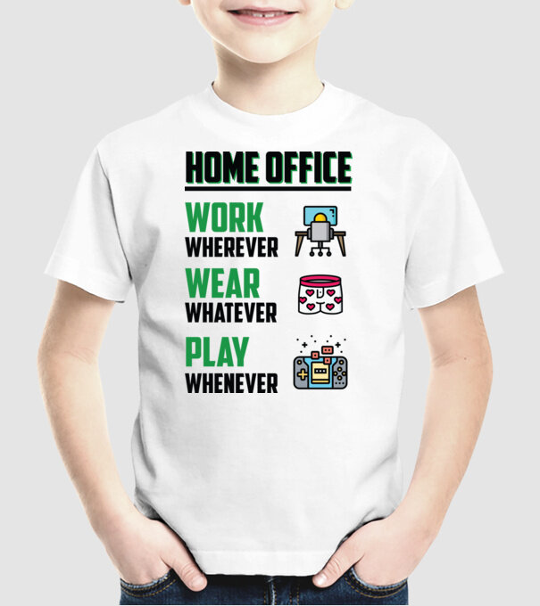 Home office model alb pe tricou