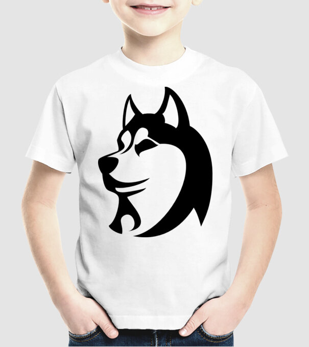 Husky model alb pe tricou