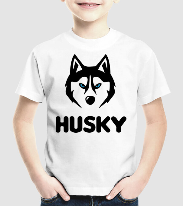 Husky băiat model alb pe tricou