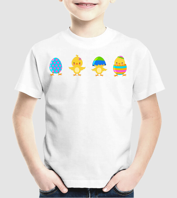 Paște numai pui model alb pe tricou