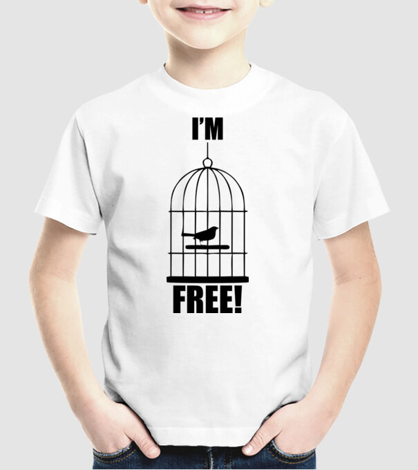 'I''m free' model alb pe tricou