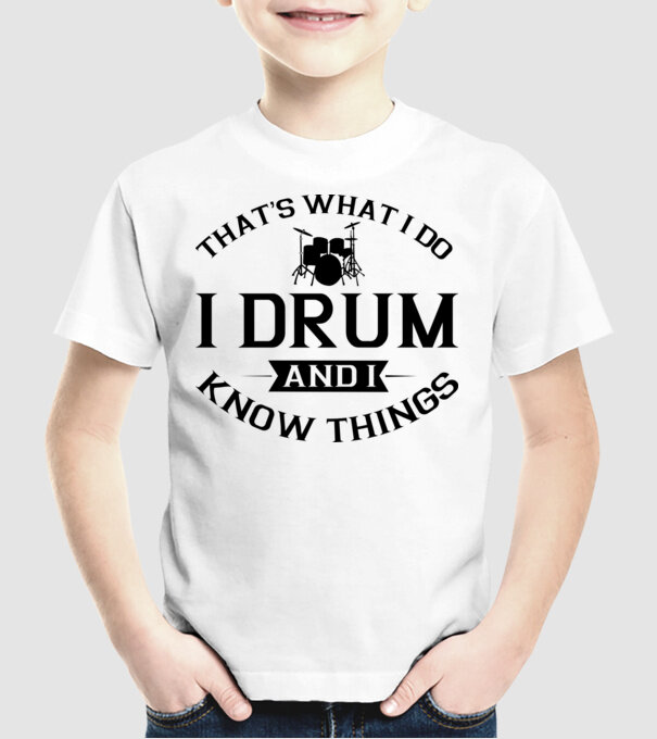 I drum I drink and I know things model alb pe tricou