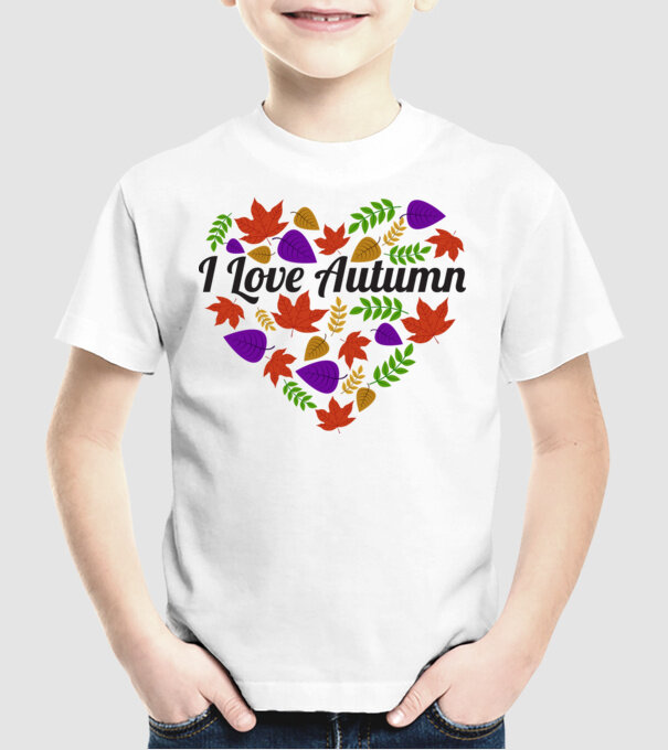 I love autumn model alb pe tricou
