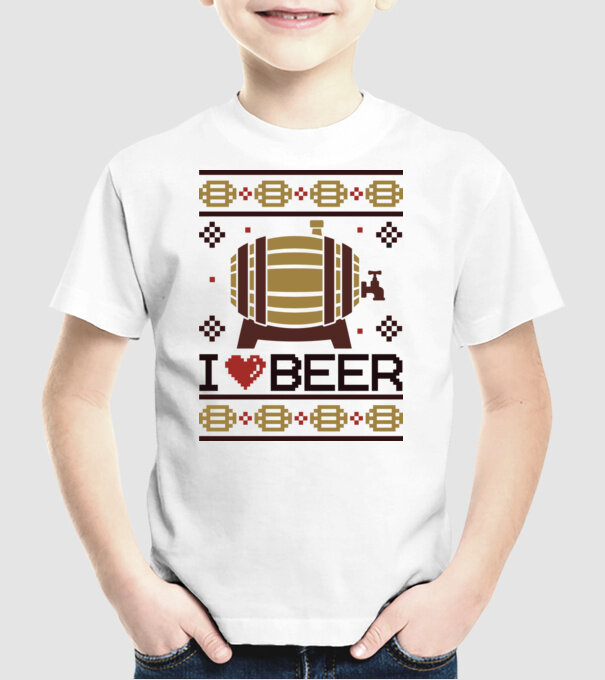 I love beer ugly sweater model alb pe tricou