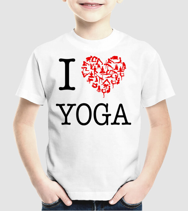 I LOVE YOGA model alb pe tricou