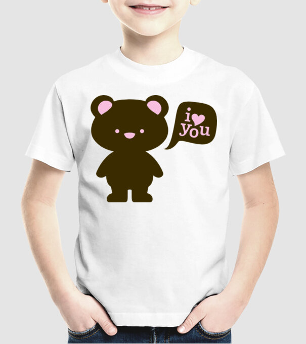 I Love You Bear model alb pe tricou