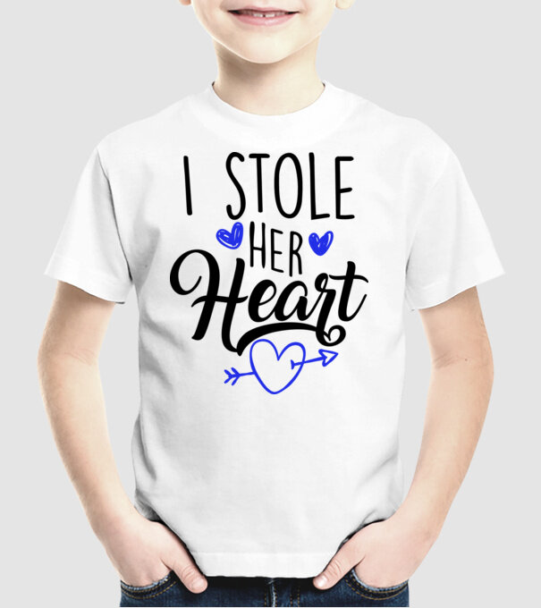 Cuplu I stole her heart model alb pe tricou