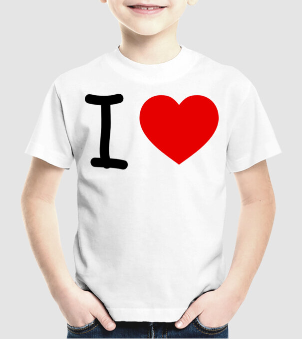 ilove model alb pe tricou