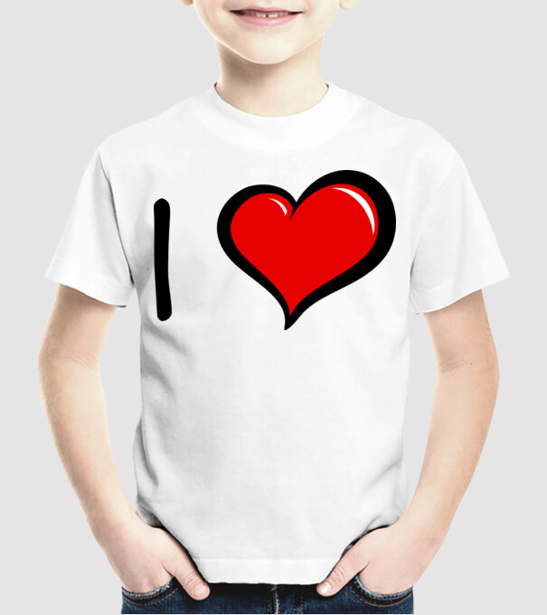 ilove model alb pe tricou