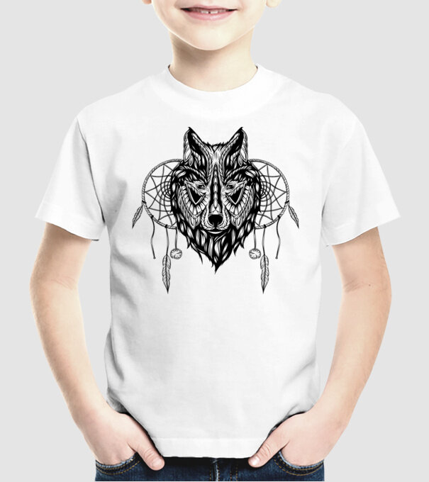 lup indian model alb pe tricou