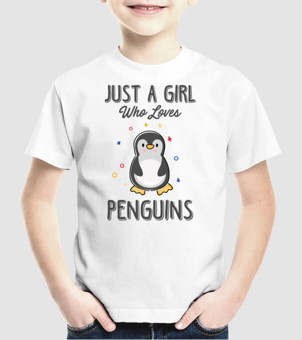 Just a girl who loves Penguins model alb pe tricou