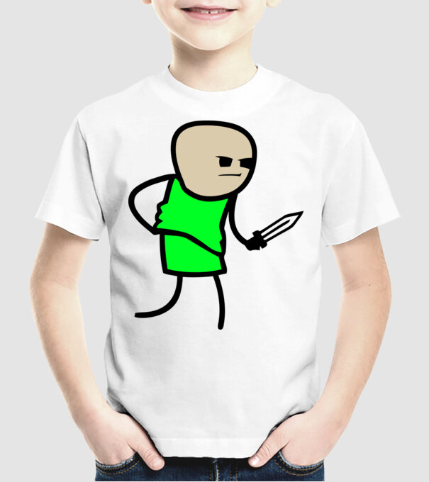Cuțit model alb pe tricou