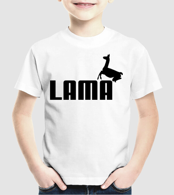 Lama puma model alb pe tricou