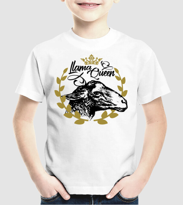 Lama Queen model alb pe tricou