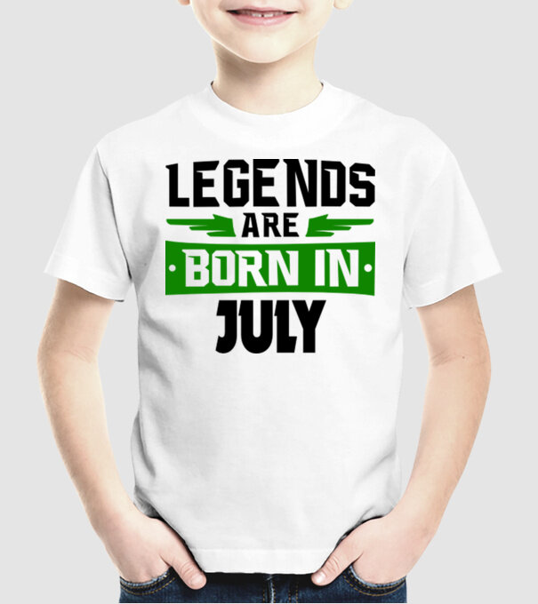 Legends are born in July model alb pe tricou