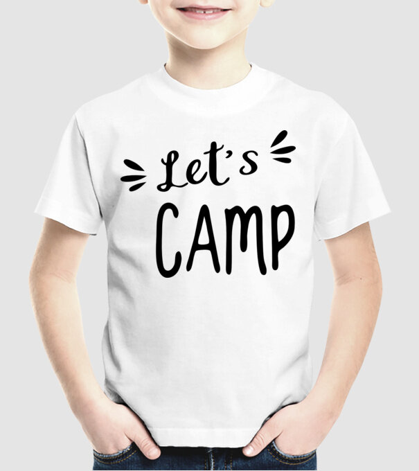 'Let''s camp' model alb pe tricou