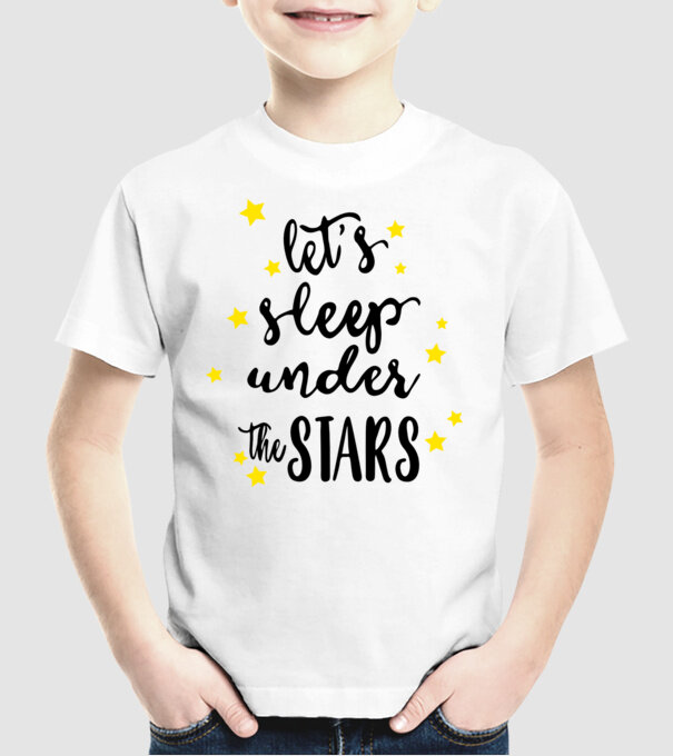 Lets sleep under the stars model alb pe tricou