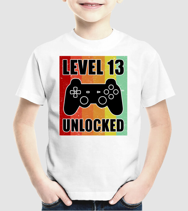 level 13 unlocked retro gamer model alb pe tricou