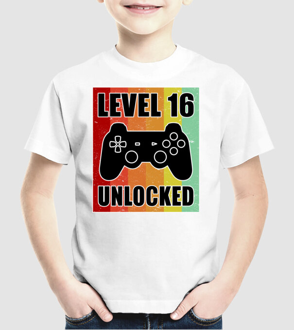 level 16 unlocked retro gamer model alb pe tricou