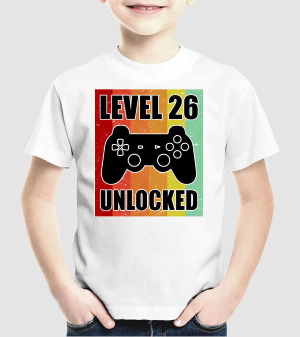 level 26 unlocked retro gamer model alb pe tricou